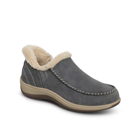 Orthofeet Women's Lorin Hands-Free Suede Slipper-Shoes Gray - Picture 6 of 9